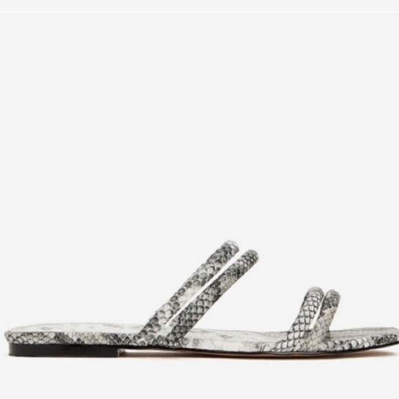 EXPRESS Snakeskin Strappy Slides Open Mule Flats Sandals Sz:7 - Picture 6 of 11